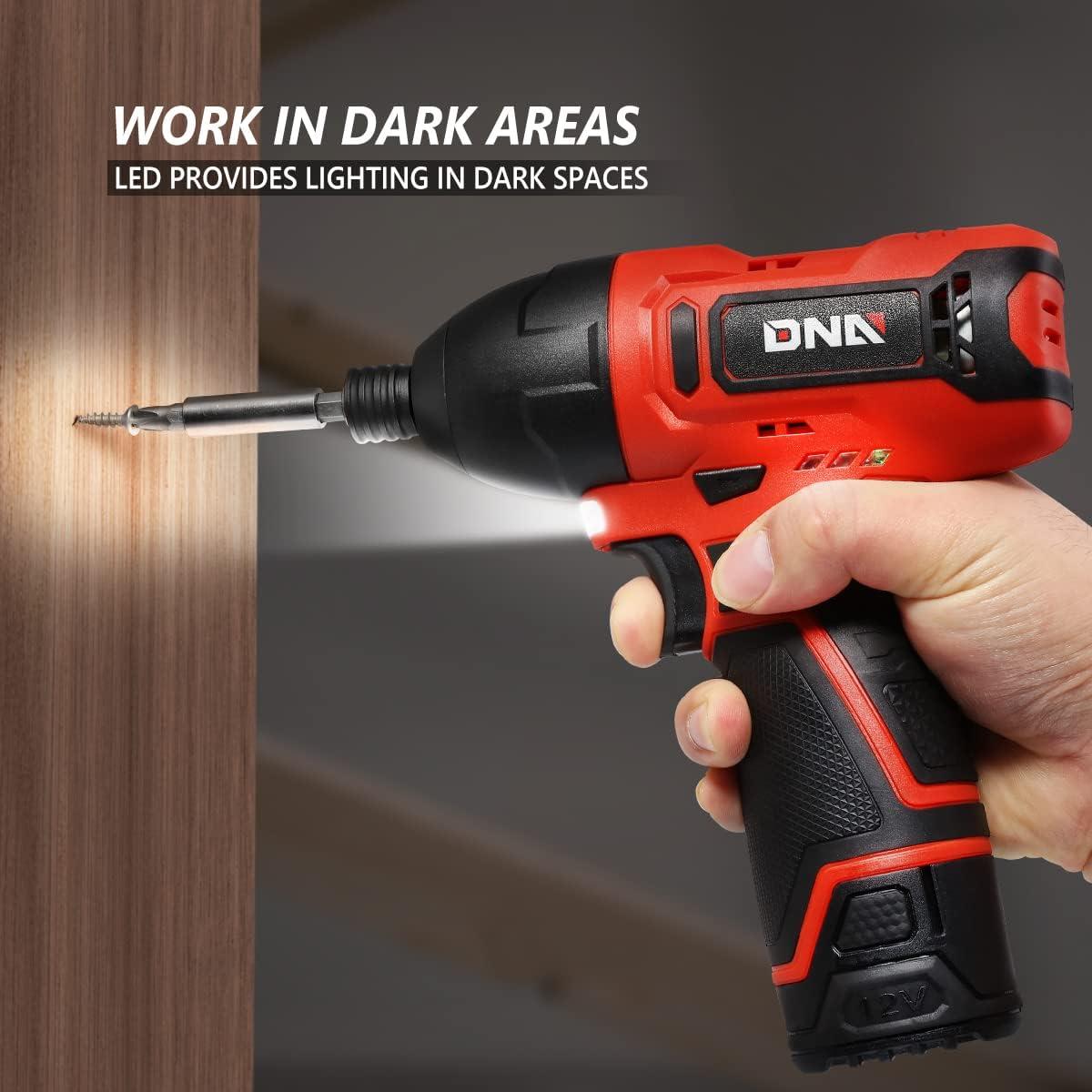 imageDNA MOTORING TOOLS00236 Rechargeable 36V Cordless Electric Screwdriver Tool Kit with LED Worklight BlueRed