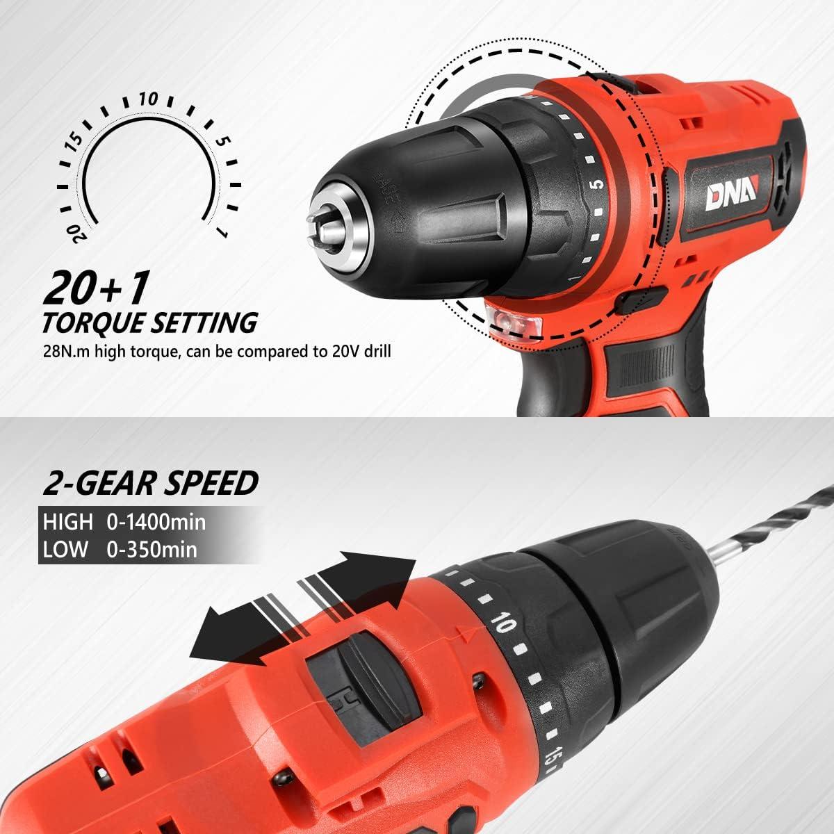 imageDNA MOTORING TOOLS00236 Rechargeable 36V Cordless Electric Screwdriver Tool Kit with LED Worklight BlueRed