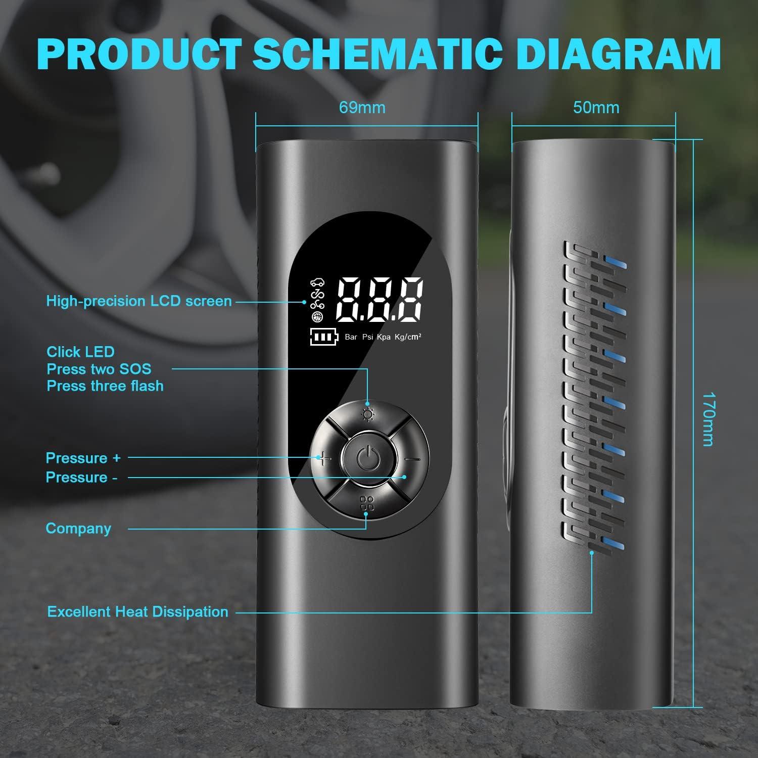 imageDNA MOTORING TOOLS00270 150 PSI Wireless Portable Air Pump Tire Inflator for Inflating Car Truck ampamp Motorcycle Tires Balls