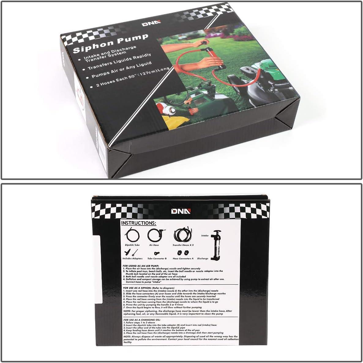 imageDNA Motoring TOOLS00025 Portable Oil ampamp Gas Siphon Pump Transfer Kit Includes Hose and Tool Set Multipurpose Air Pump 1 Set Red