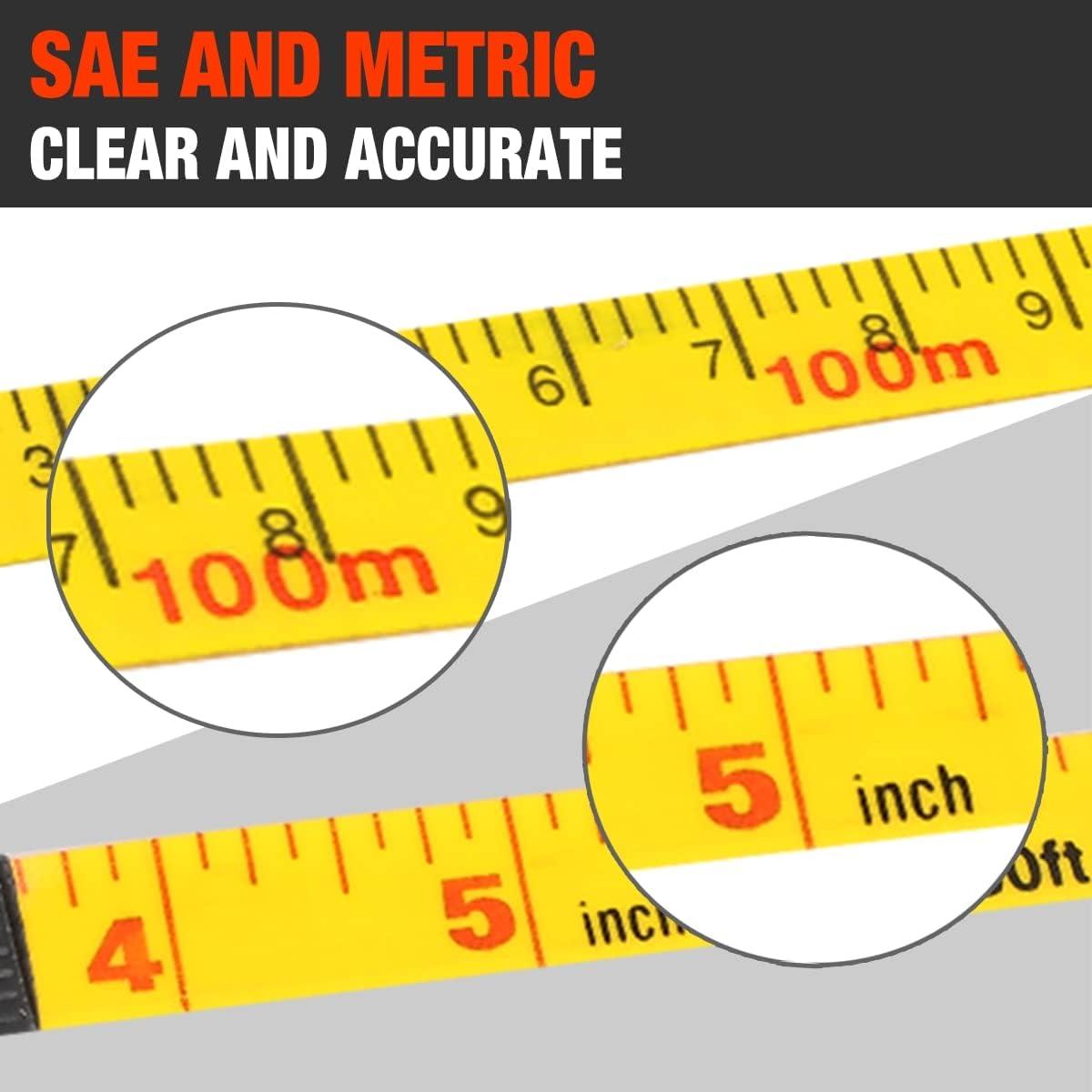 imageDNA Motoring TOOLS00041 Heavy Duty Steel Blade Imperial Measuring Tape  25 ft Tape Reel with 116 inch Graduations Push Button Lock1006 m