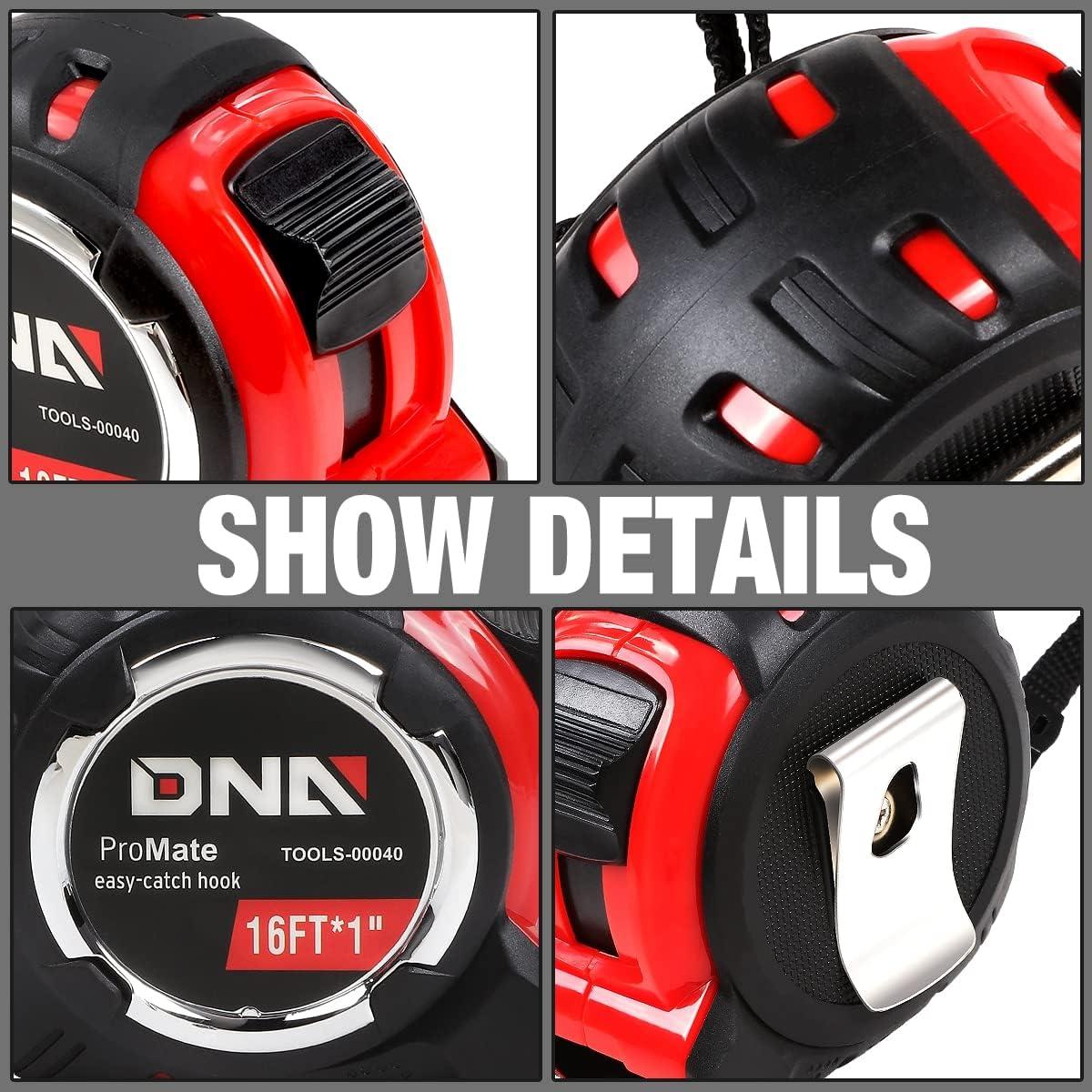 imageDNA Motoring TOOLS00041 Heavy Duty Steel Blade Imperial Measuring Tape  25 ft Tape Reel with 116 inch Graduations Push Button Lock49 m