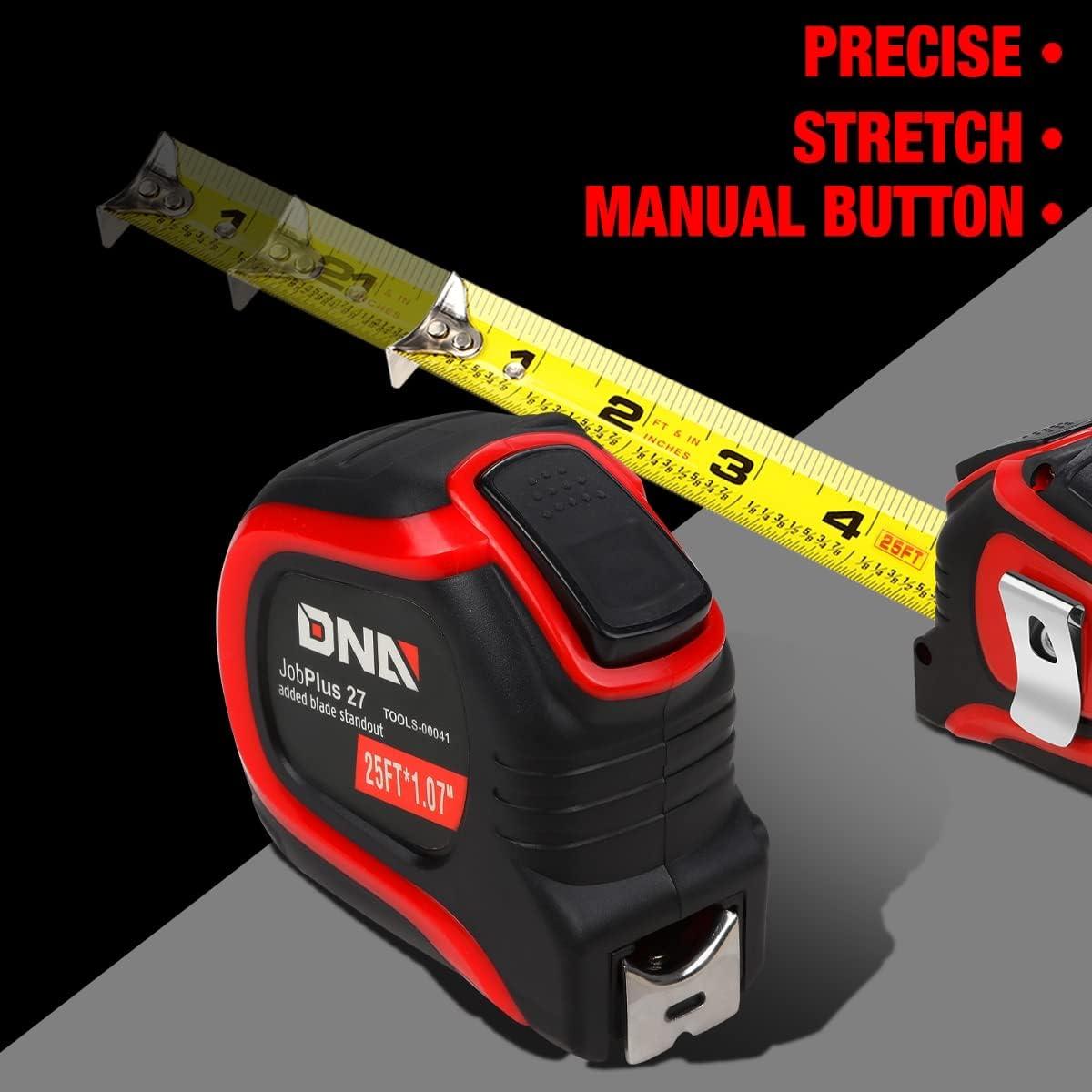 imageDNA Motoring TOOLS00041 Heavy Duty Steel Blade Imperial Measuring Tape  25 ft Tape Reel with 116 inch Graduations Push Button Lock76 m