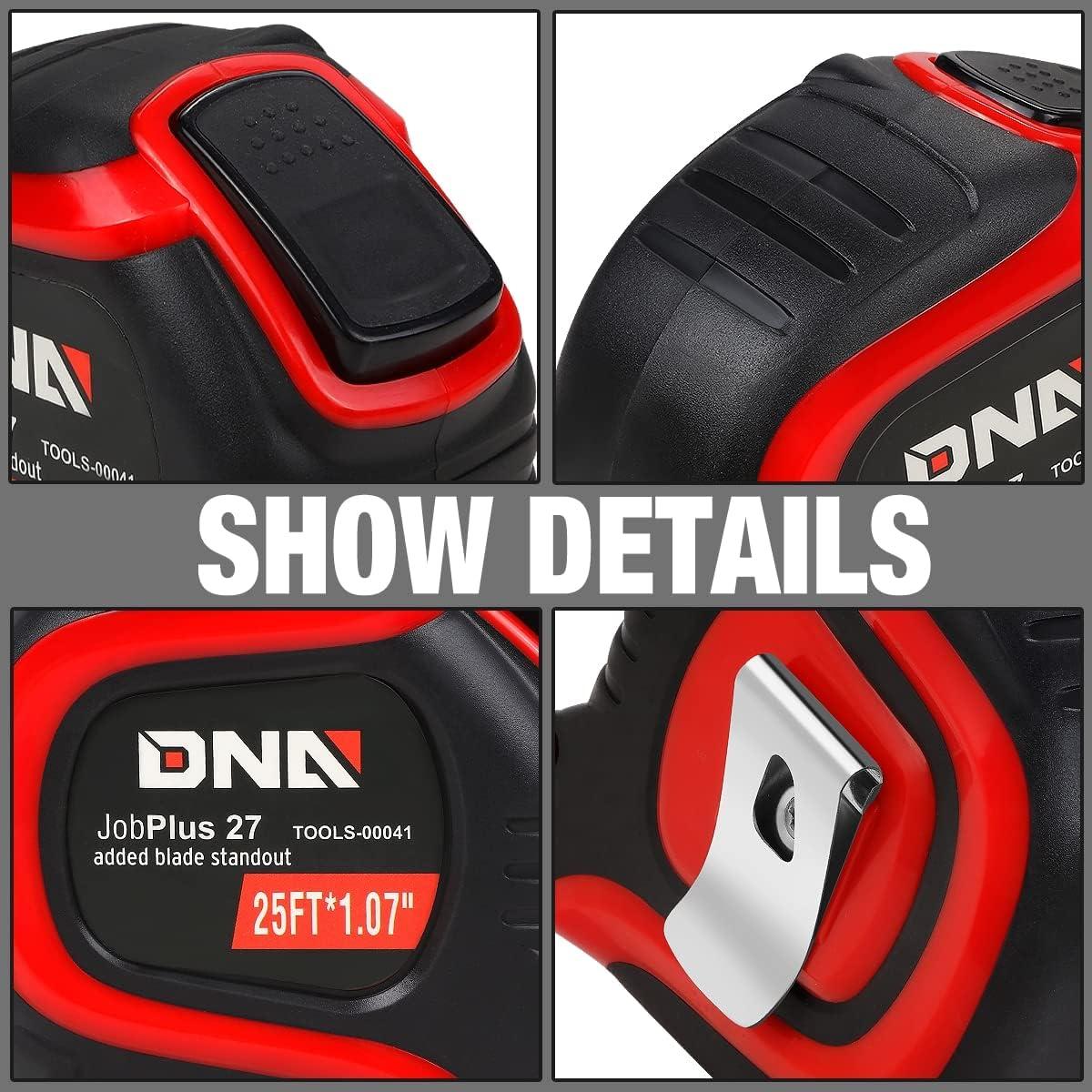 imageDNA Motoring TOOLS00041 Heavy Duty Steel Blade Imperial Measuring Tape  25 ft Tape Reel with 116 inch Graduations Push Button Lock76 m