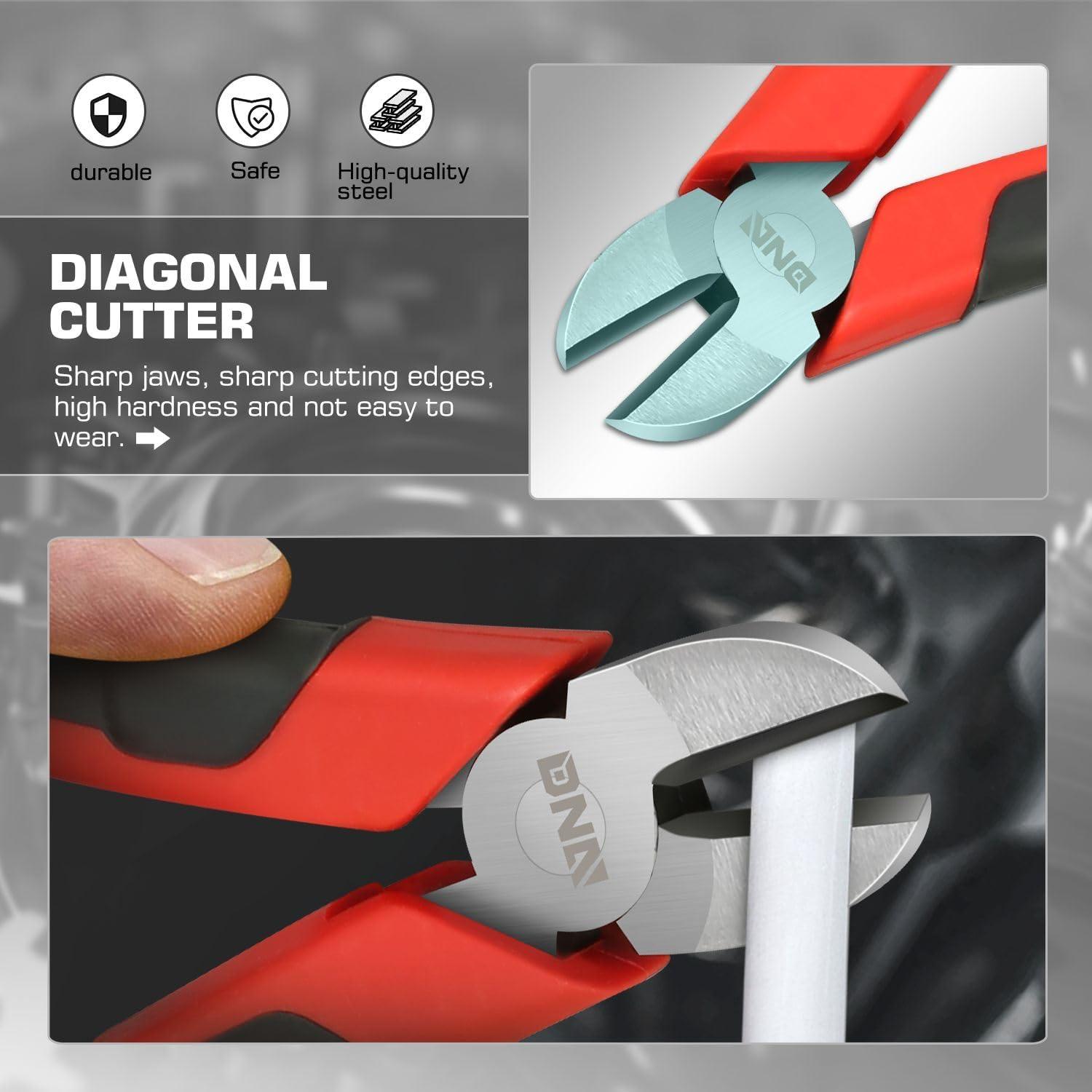 imageDNA Motoring TOOLS00058 2 Piece Pliers Set  612 inch Hand Tools wDurable Jaws Milled Teeth HotRiveted Joint3 PCS