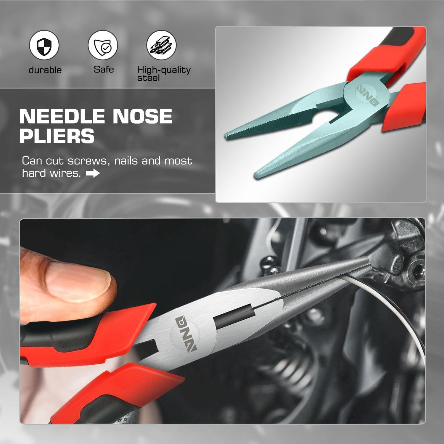 imageDNA Motoring TOOLS00058 2 Piece Pliers Set  612 inch Hand Tools wDurable Jaws Milled Teeth HotRiveted Joint3 PCS