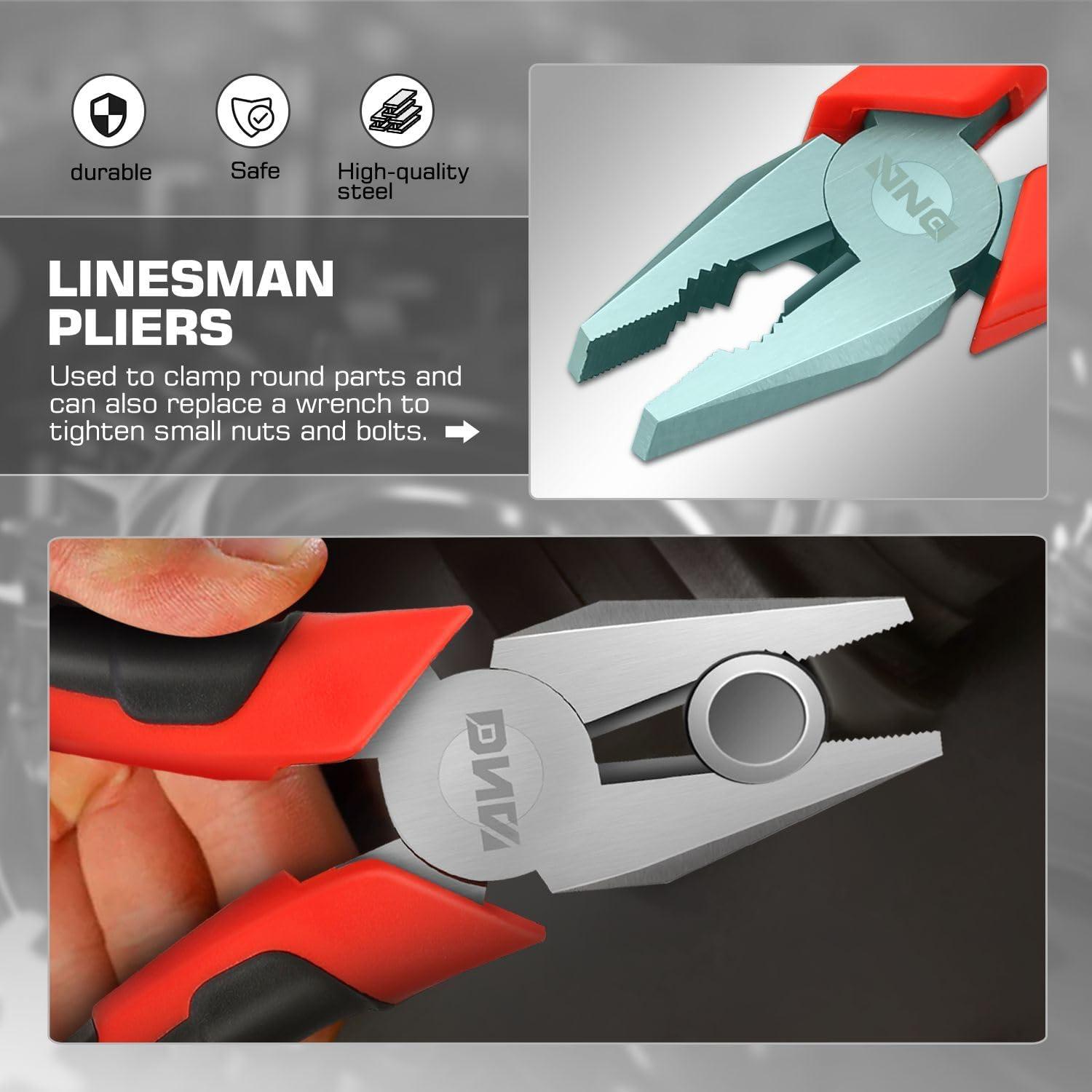 imageDNA Motoring TOOLS00058 2 Piece Pliers Set  612 inch Hand Tools wDurable Jaws Milled Teeth HotRiveted Joint3 PCS