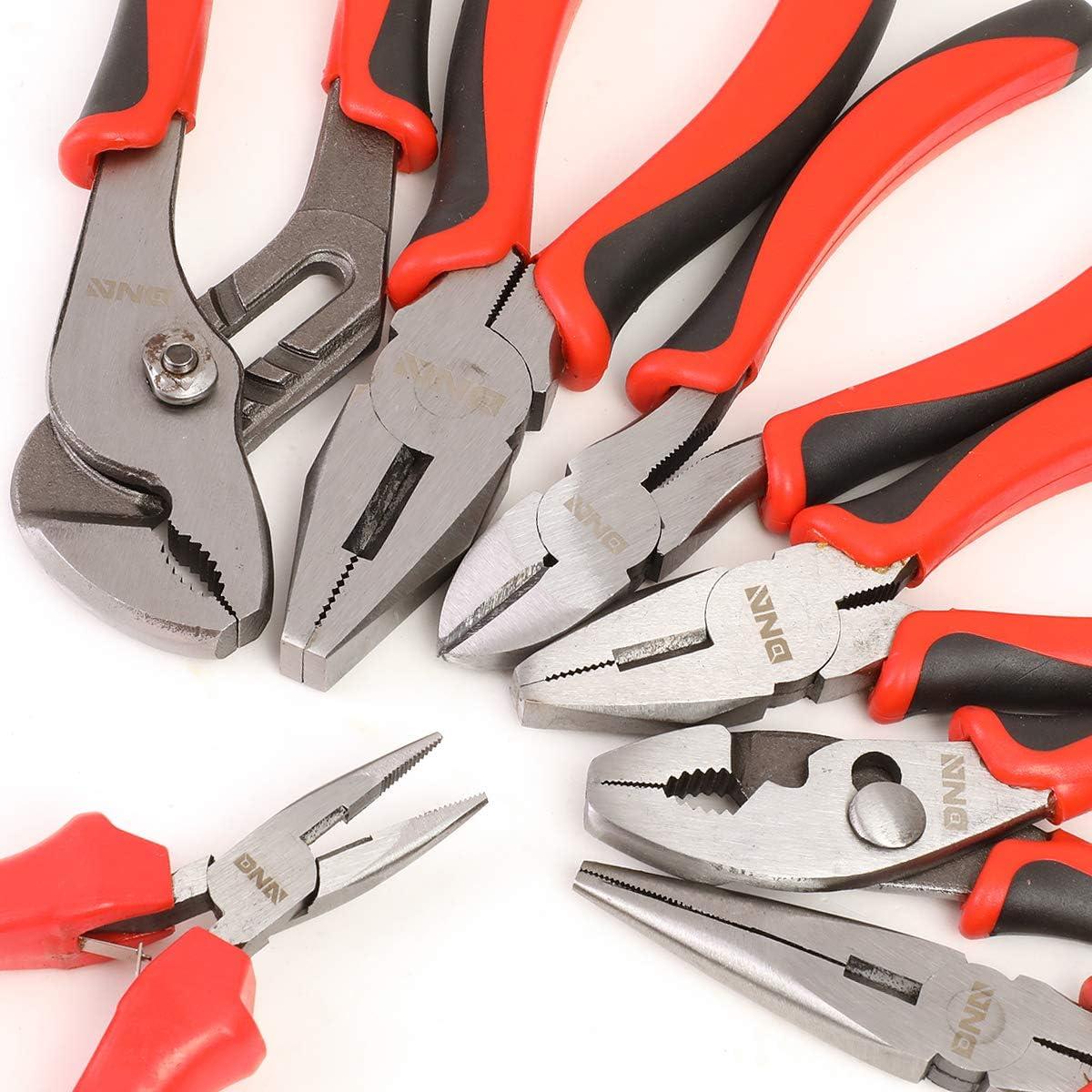 imageDNA Motoring TOOLS00058 2 Piece Pliers Set 612 inch Hand Tools wDurable Jaws Milled Teeth HotRiveted Joint7 PCS