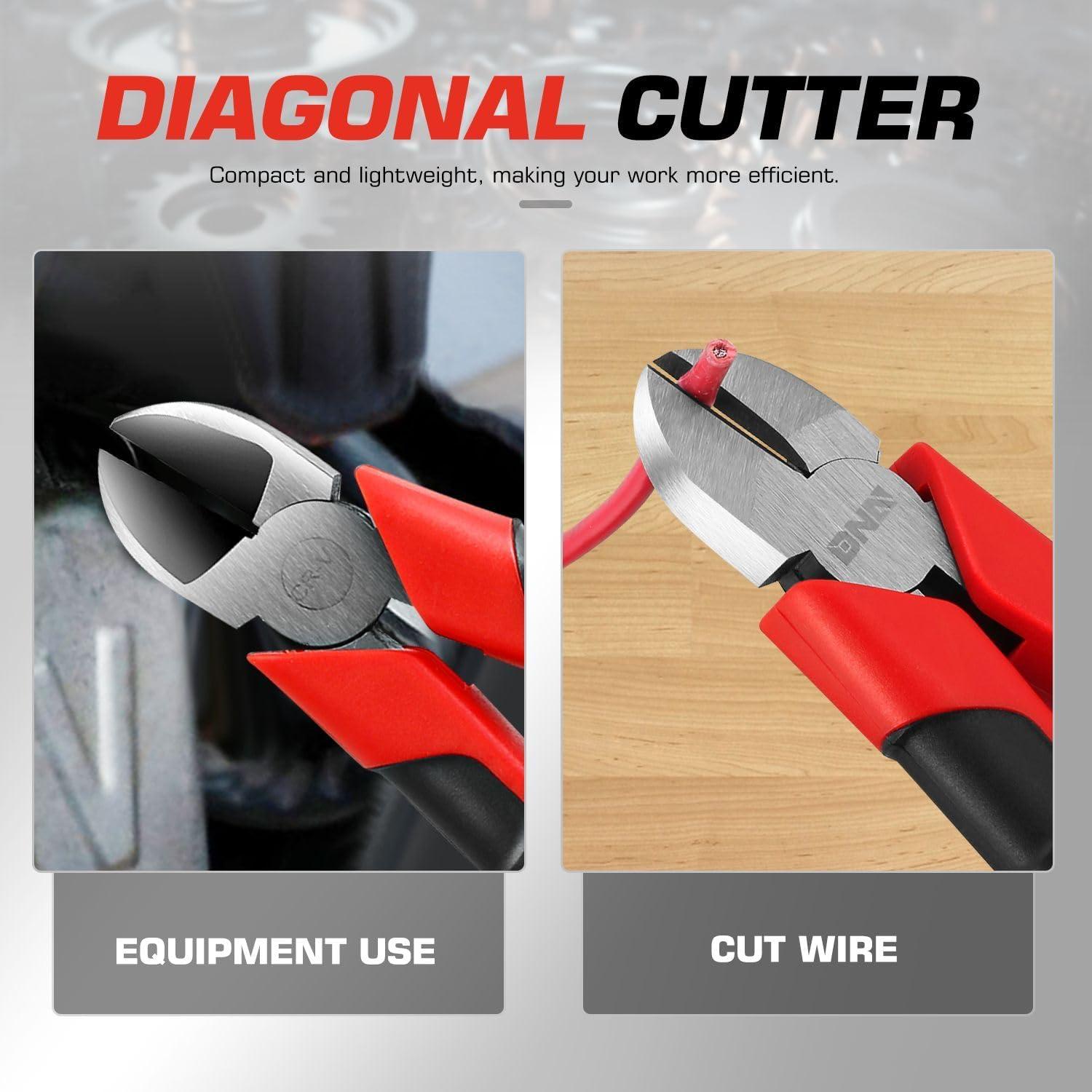 imageDNA Motoring TOOLS00067 7 inch Pliers 05 in Durable Jaws Linesman Pliers wMilled Teeth HotRiveted Joint6in Diagonal Cutter