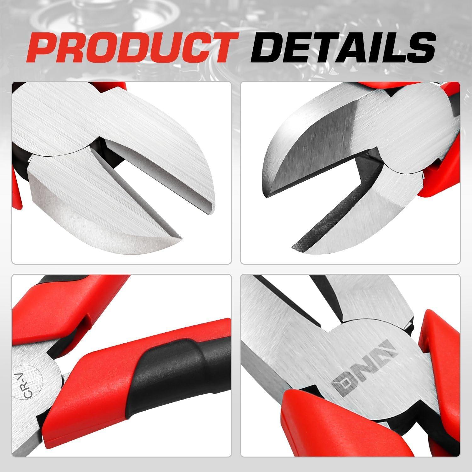 imageDNA Motoring TOOLS00067 7 inch Pliers 05 in Durable Jaws Linesman Pliers wMilled Teeth HotRiveted Joint6in Diagonal Cutter