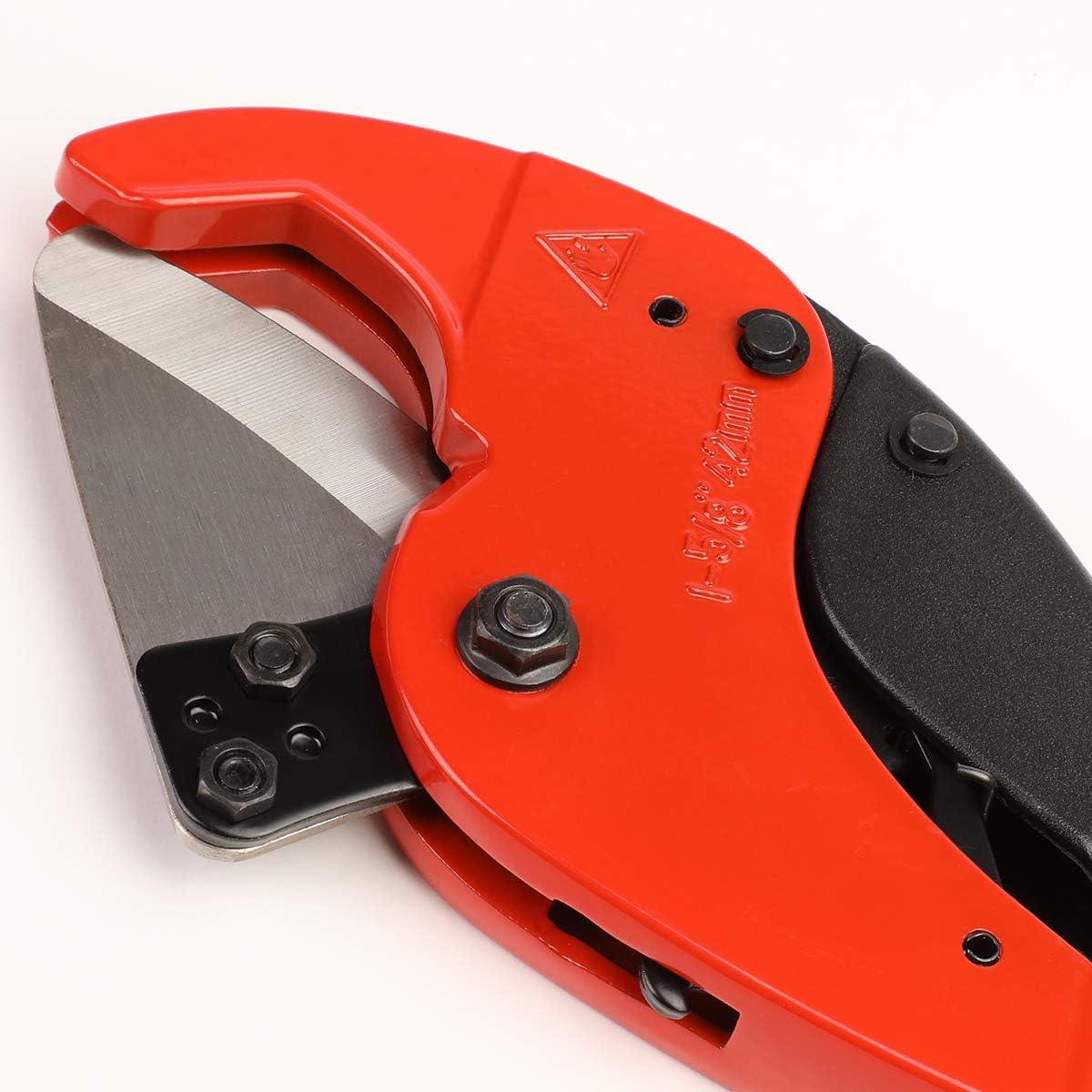 imageDNA Motoring TOOLS00106 HighLeverage Ratchet Cutter 1878 Inches PVC Pipe Cutter wStainless Steel BladesPVC Pipe Cutter