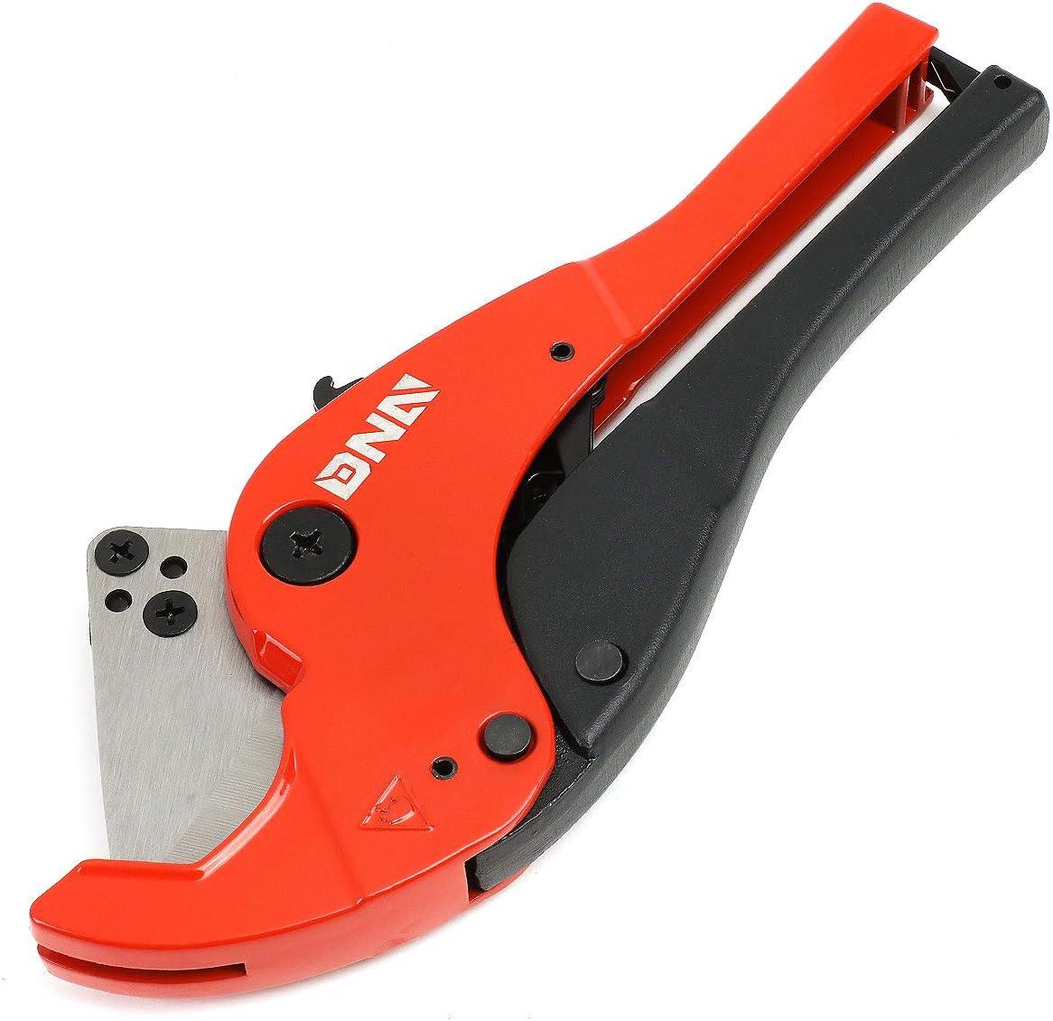 imageDNA Motoring TOOLS00106 HighLeverage Ratchet Cutter 1878 Inches PVC Pipe Cutter wStainless Steel BladesPVC Pipe Cutter