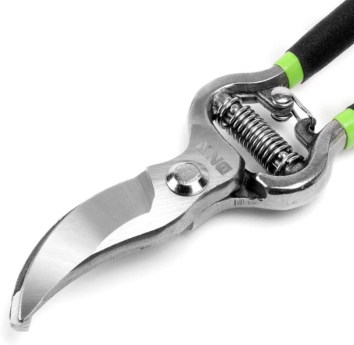 imageDNA Motoring TOOLS00112 Heavy Duty Steel Curved Blade Pruners 1 Inch Garden Pruners with Steel Blade Design GreenBlack Vinyl Grips HandleGarden Pruner