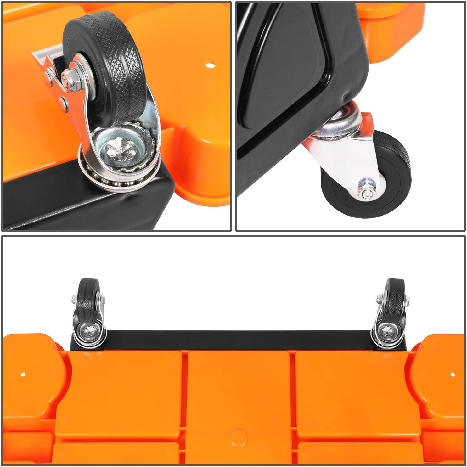 imageDNA Motoring TOOLS00189 Mechanic Stool  2512quot x 13quot x 12quot L x H x W Rolling Work Seat wLockable Swivel Wheels and Storage Tool TrayORANGEBLACK