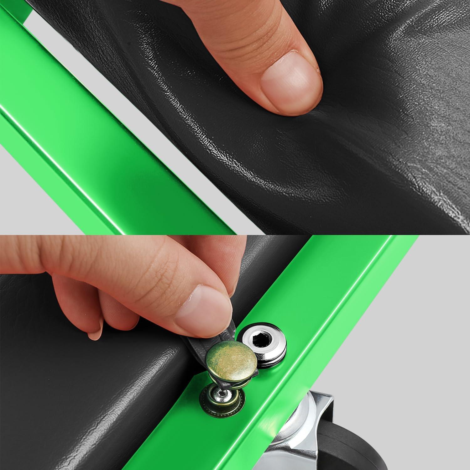 imageDNA Motoring TOOLS00192 48quot 2 IN 1 Folding Rolling Garage Shop Creeper Roller Seat 7 Pcs 2quot Casters 350 Lbs Weight Capacity RedGreen