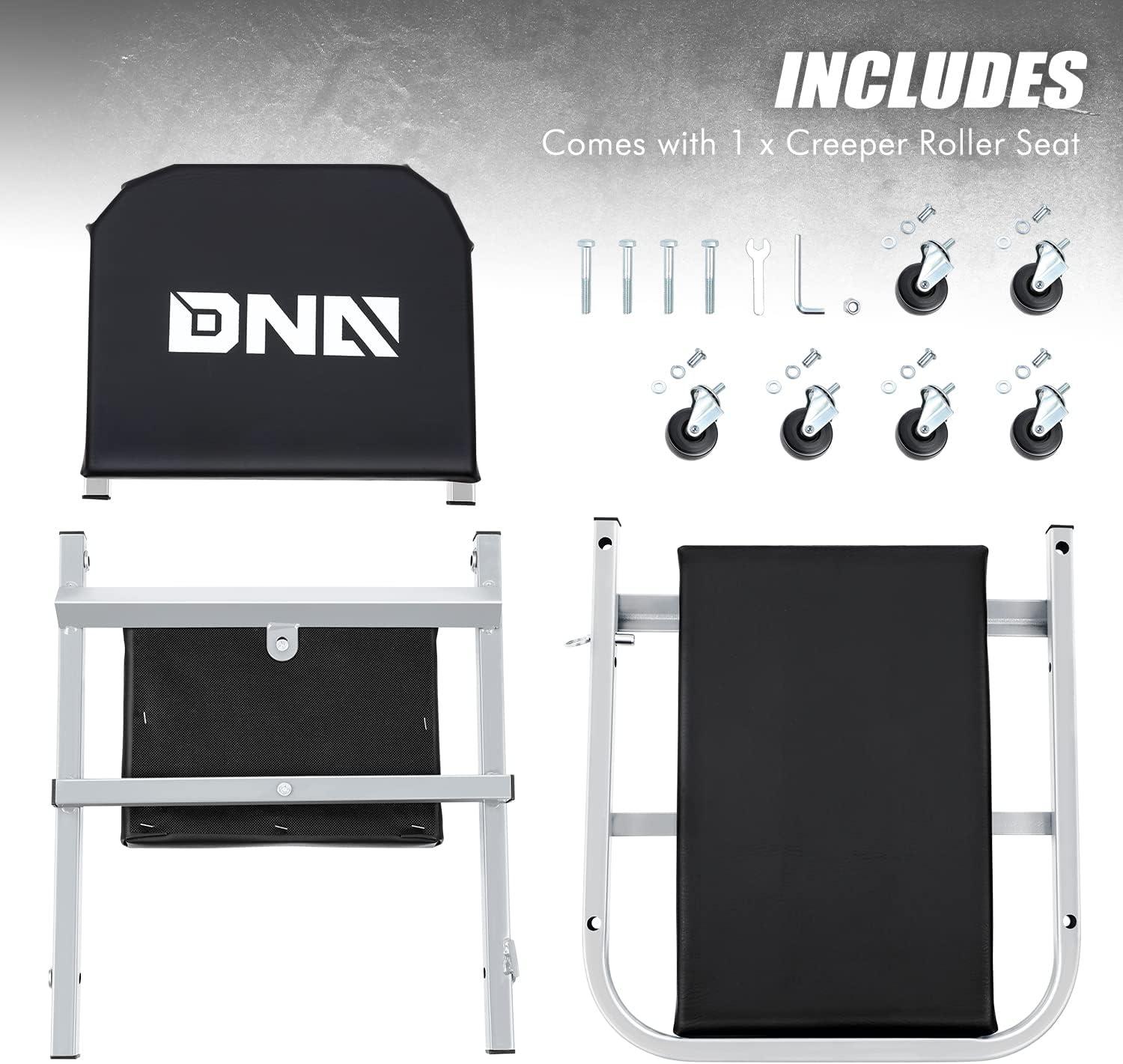 imageDNA Motoring TOOLS00192 48quot 2 IN 1 Folding Rolling Garage Shop Creeper Roller Seat 7 Pcs 2quot Casters 350 Lbs Weight Capacity RedGrey