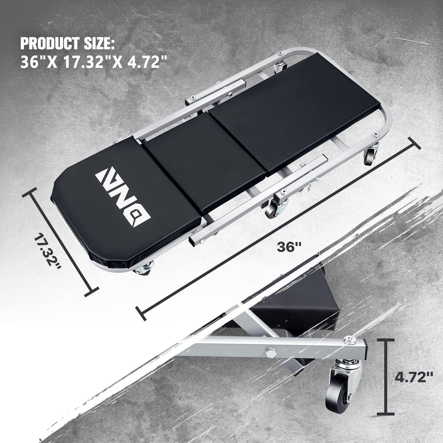imageDNA Motoring TOOLS00192 48quot 2 IN 1 Folding Rolling Garage Shop Creeper Roller Seat 7 Pcs 2quot Casters 350 Lbs Weight Capacity RedGrey