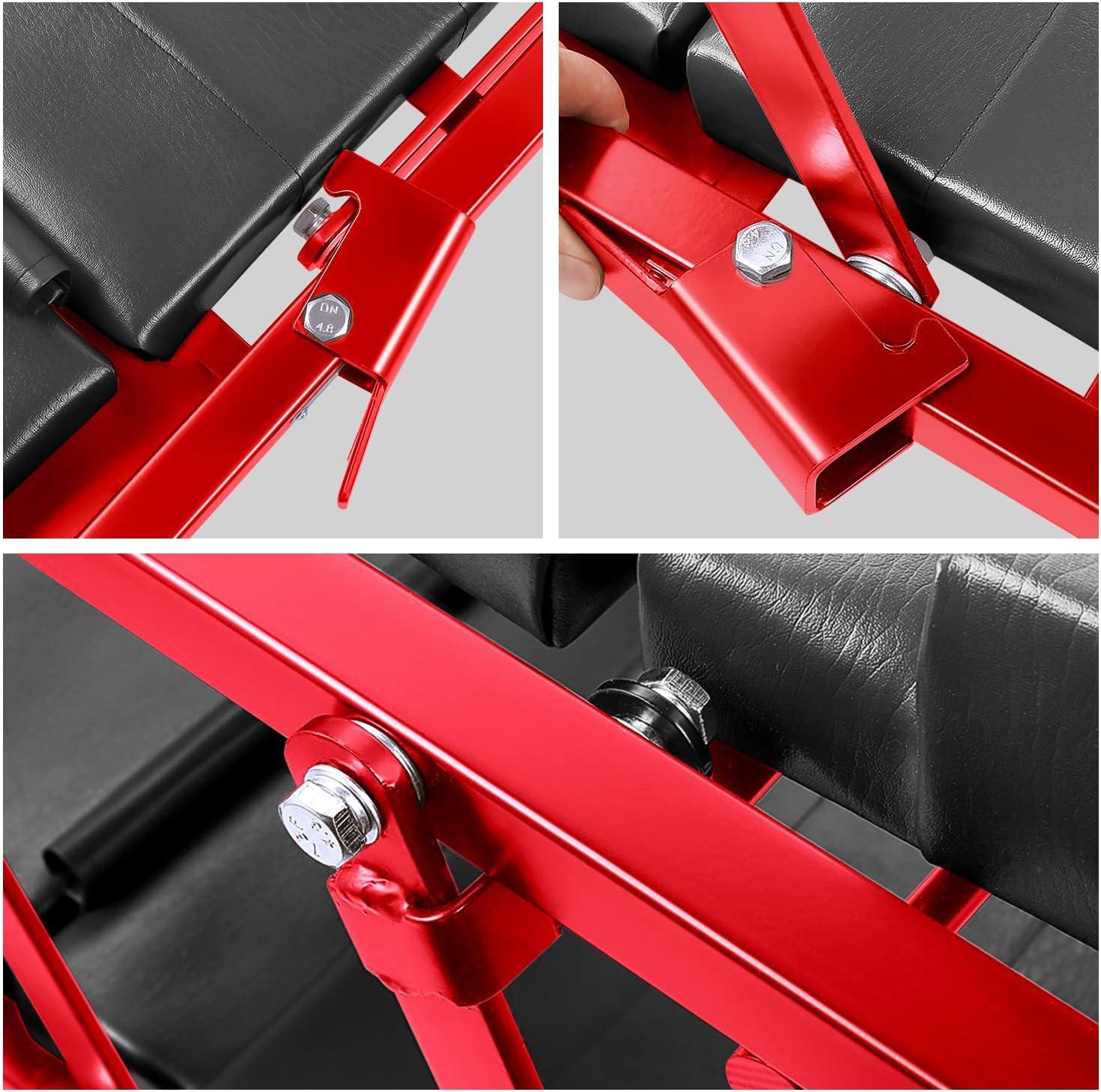 imageDNA Motoring TOOLS00192 48quot 2 IN 1 Folding Rolling Garage Shop Creeper Roller Seat 7 Pcs 2quot Casters 350 Lbs Weight Capacity RedGrey