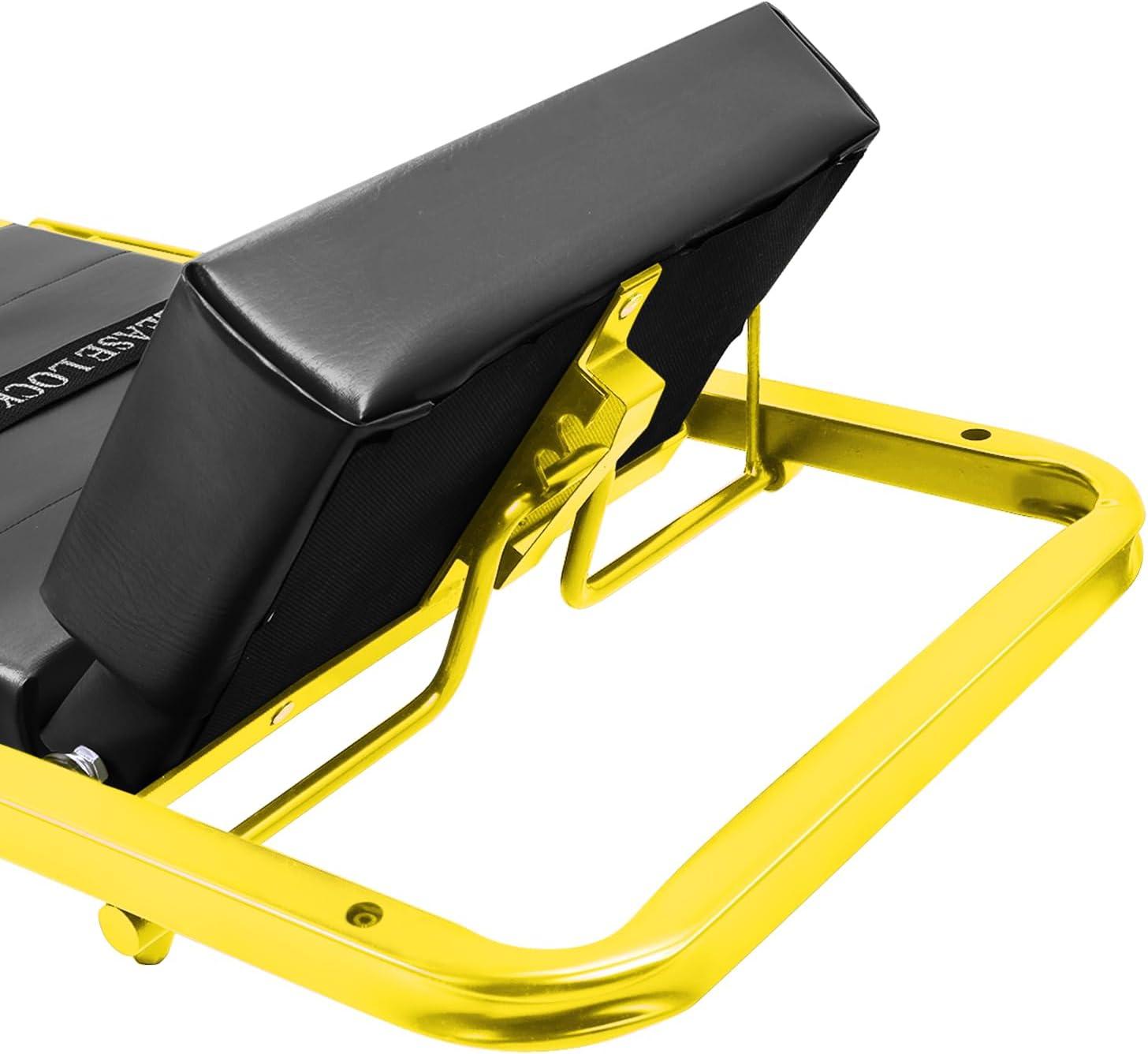 imageDNA Motoring TOOLS00192 48quot 2 IN 1 Folding Rolling Garage Shop Creeper Roller Seat 7 Pcs 2quot Casters 350 Lbs Weight Capacity RedYellow