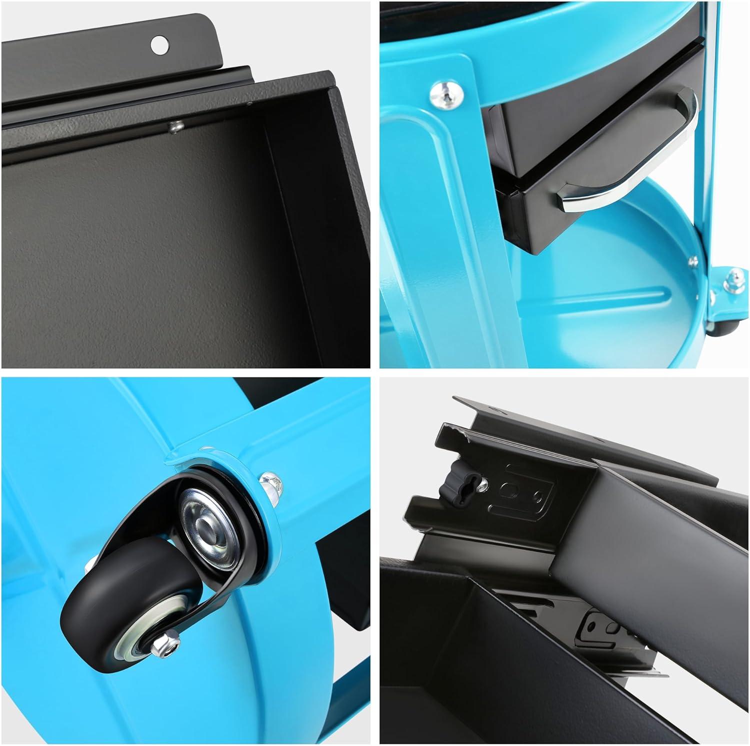 imageDNA Motoring TOOLS00197 Round Mechanics Roller Seat Creeper Stool With Padded Cushion Tool Storage Drawer ampamp Tray 300 Lbs Max Weight CapacityBlue