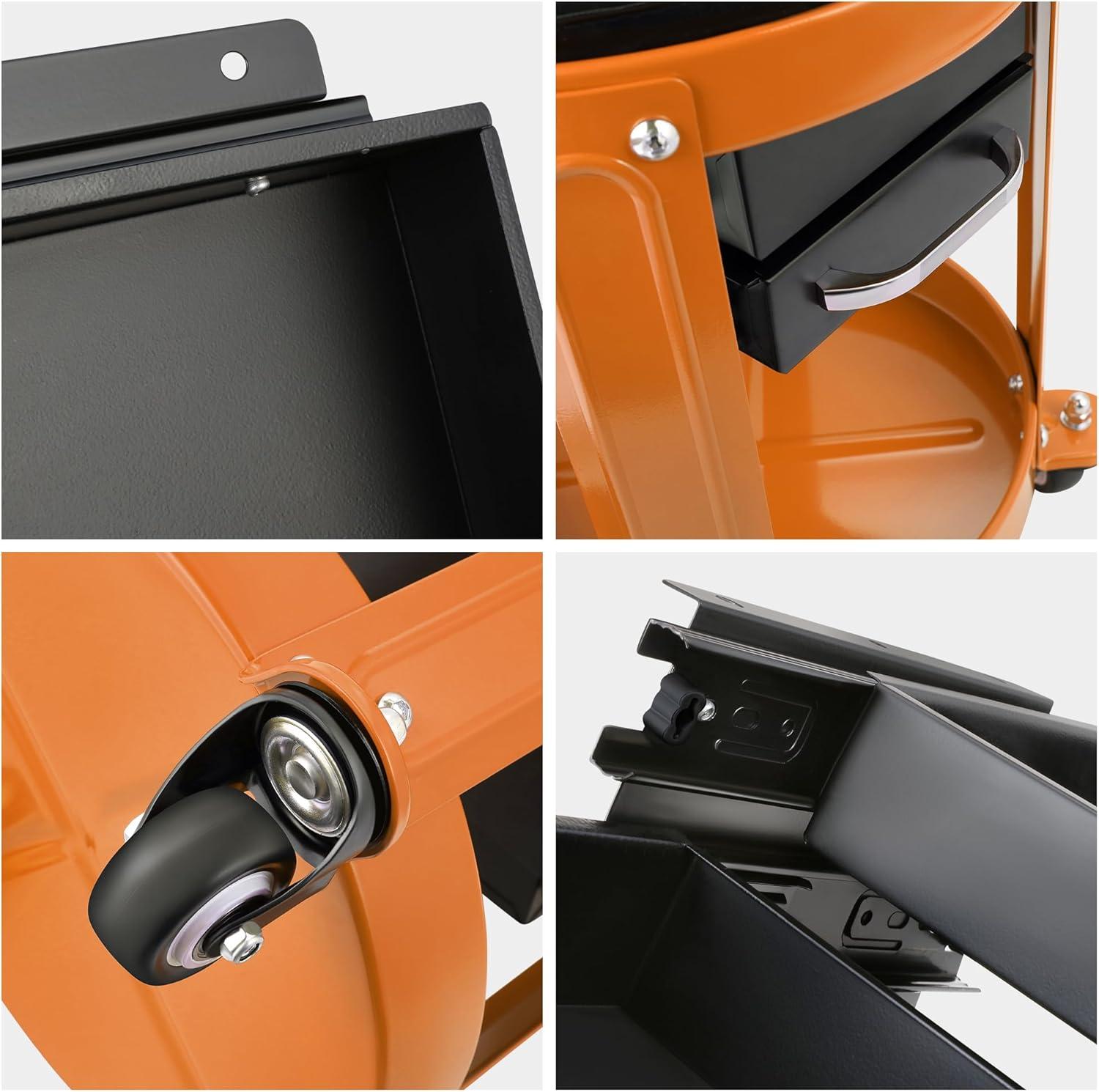 imageDNA Motoring TOOLS00197 Round Mechanics Roller Seat Creeper Stool With Padded Cushion Tool Storage Drawer ampamp Tray 300 Lbs Max Weight CapacityOrange