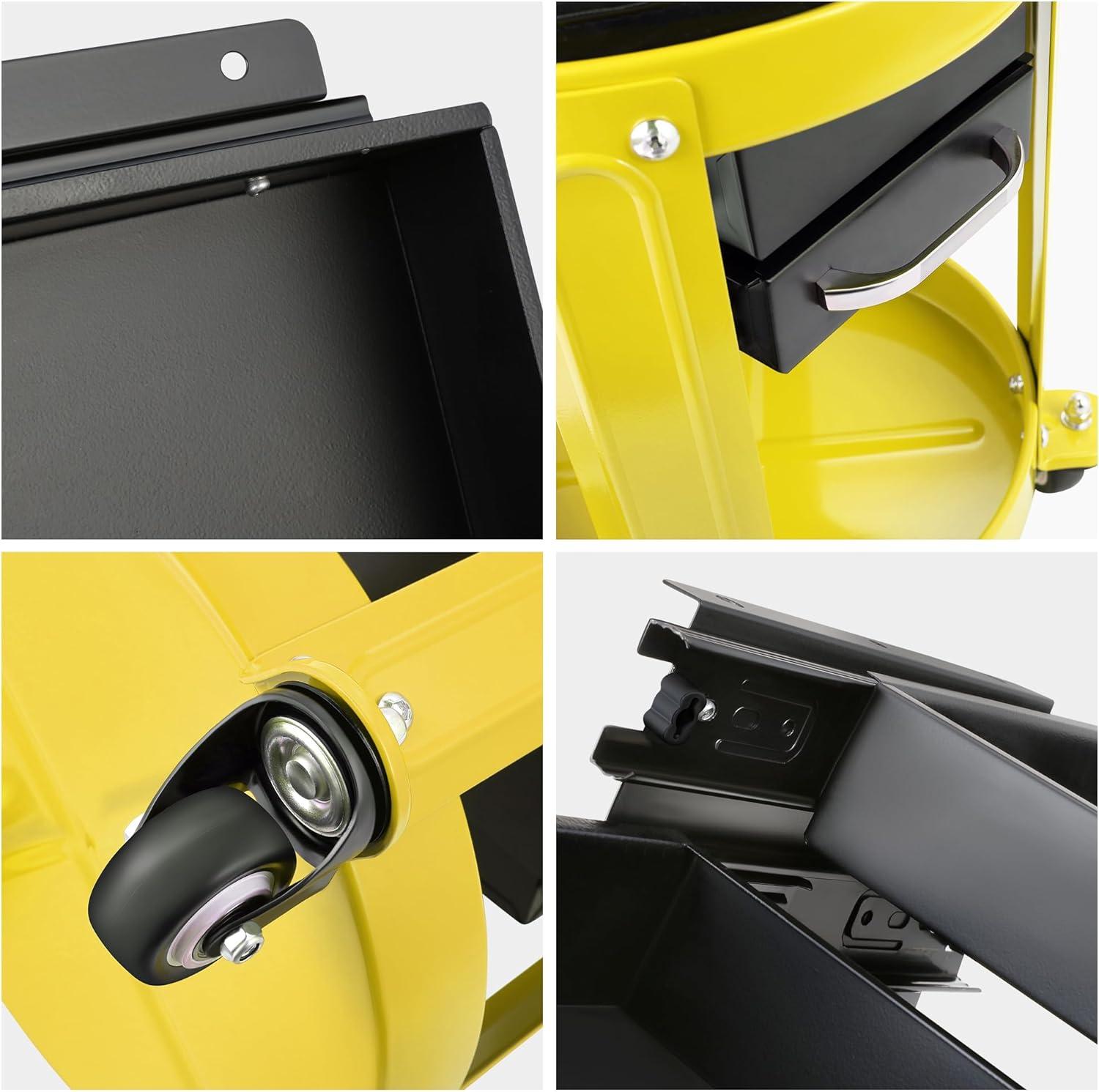 imageDNA Motoring TOOLS00197 Round Mechanics Roller Seat Creeper Stool With Padded Cushion Tool Storage Drawer ampamp Tray 300 Lbs Max Weight CapacityYellow