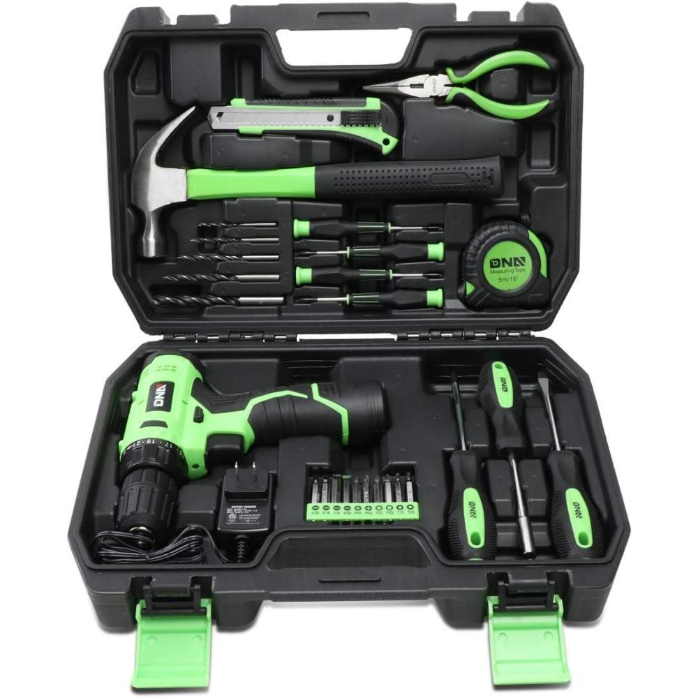 imageDNA MOTORING 27pcs 12V 1300mAh Cordless Drill Set Drill Driver Home Tool Kits Combination Tool Set Tool Kit with Drill For Home DIY Maintenance Orange TOOLS00016Mint Green