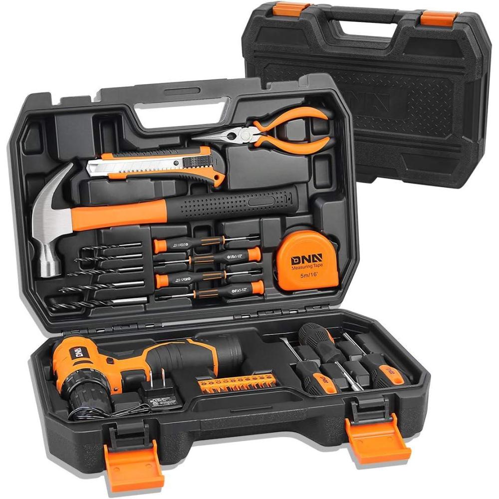 imageDNA MOTORING 27pcs 12V 1300mAh Cordless Drill Set Drill Driver Home Tool Kits Combination Tool Set Tool Kit with Drill For Home DIY Maintenance Orange TOOLS00016Orange