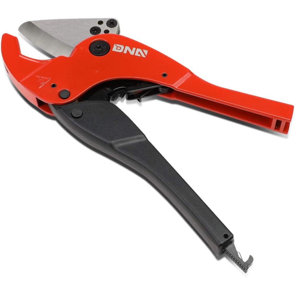 imageDNA Motoring TOOLS00106 HighLeverage Ratchet Cutter 1878 Inches PVC Pipe Cutter wStainless Steel BladesPVC Pipe Cutter