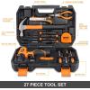 DNA MOTORING 27pcs 12V 1300mAh Cordless Drill Set, Drill Driver Home Tool Kits Combination Tool Set, Tool Kit with Drill For Home, DIY, Maintenance, Orange, TOOLS-00016(Orange)