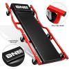 DNA MOTORING 40 Inch Mechanic Creeper, Blow Molded Low Profile Rolling Garage Creeper, w/Padded Headrest, Dual Tool Trays, 350lbs Capacity, Red, TOOLS-00005(Black/Red)