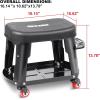 DNA MOTORING TOOLS-00252 Removable Rolling Garage Stool with Seat Cushion & Tool Tray Plate,300lbs Max Weight Capacity(Black)