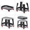 DNA MOTORING TOOLS-00252 Removable Rolling Garage Stool with Seat Cushion & Tool Tray Plate,300lbs Max Weight Capacity(Black)