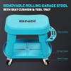 DNA MOTORING TOOLS-00252 Removable Rolling Garage Stool with Seat Cushion & Tool Tray Plate,300lbs Max Weight Capacity(Blue)