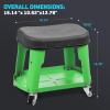 DNA MOTORING TOOLS-00252 Removable Rolling Garage Stool with Seat Cushion & Tool Tray Plate,300lbs Max Weight Capacity(Green)