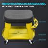 DNA MOTORING TOOLS-00252 Removable Rolling Garage Stool with Seat Cushion & Tool Tray Plate,300lbs Max Weight Capacity(Yellow)