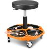 DNA MOTORING TOOLS-00253 Adjustable Height Pneumatic Garage Seat Rolling Mechanic Stool with Tool Tray Storage,300lbs Max Weight Capacity(Orange)