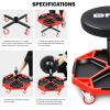 DNA MOTORING TOOLS-00253 Adjustable Height Pneumatic Garage Seat Rolling Mechanic Stool with Tool Tray Storage,300lbs Max Weight Capacity(Red)