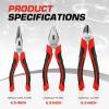 DNA Motoring TOOLS-00058 2 Piece Pliers Set – 6-1/2 inch Hand Tools w/Durable Jaws, Milled Teeth, Hot-Riveted Joint(3 PCS)