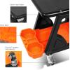DNA Motoring TOOLS-00189 Mechanic Stool – 25-1/2″ x 13″ x 12″ (L x H x W), Rolling Work Seat w/Lockable Swivel Wheels and Storage Tool Tray(ORANGE/BLACK)