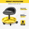DNA Motoring TOOLS-00189 Mechanic Stool – 25-1/2″ x 13″ x 12″ (L x H x W), Rolling Work Seat w/Lockable Swivel Wheels and Storage Tool Tray(Yellow)
