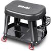DNA MOTORING TOOLS-00252 Removable Rolling Garage Stool with Seat Cushion & Tool Tray Plate,300lbs Max Weight Capacity(Black)