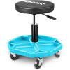 DNA MOTORING TOOLS-00253 Adjustable Height Pneumatic Garage Seat Rolling Mechanic Stool with Tool Tray Storage,300lbs Max Weight Capacity(Blue)
