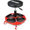 DNA MOTORING TOOLS-00253 Adjustable Height Pneumatic Garage Seat Rolling Mechanic Stool with Tool Tray Storage,300lbs Max Weight Capacity(Red)