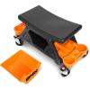 DNA Motoring TOOLS-00189 Mechanic Stool – 25-1/2″ x 13″ x 12″ (L x H x W), Rolling Work Seat w/Lockable Swivel Wheels and Storage Tool Tray(ORANGE)