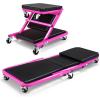 DNA Motoring TOOLS-00192 48″ 2 IN 1 Folding Rolling Garage Shop Creeper Roller Seat, 7 Pcs 2″ Casters, 350 Lbs Weight Capacity, Red(Purple)