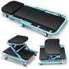 DNA Motoring TOOLS-00192 48″ 2 IN 1 Folding Rolling Garage Shop Creeper Roller Seat, 7 Pcs 2″ Casters, 350 Lbs Weight Capacity, Red(Tiffany Blue)