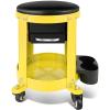 DNA Motoring TOOLS-00197 Round Mechanics Roller Seat Creeper Stool With Padded Cushion, Tool Storage Drawer & Tray, 300 Lbs Max Weight Capacity(Yellow)