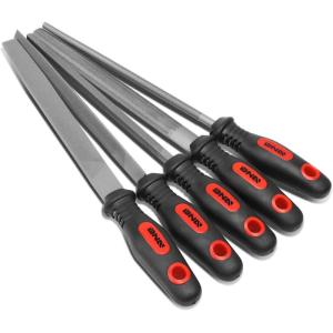 DNA MOTORING 5 Pcs Bastard File Set – Heat Treated Steel File Tools with Double Cut Serration Pattern, TOOLS-00096(5PCS)