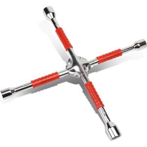 DNA MOTORING TOOLS-00099 Durable 4-Way Lug Cross Rubberized Grip Wrench Automobile Car Tire Changing Repair Tool Kit